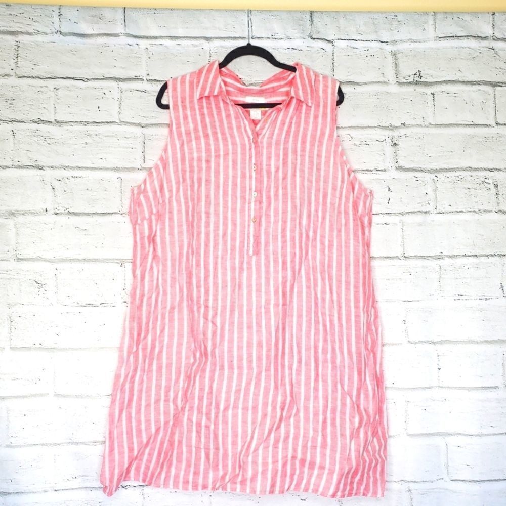 C&C California Sleeveless linen striped dress 2X